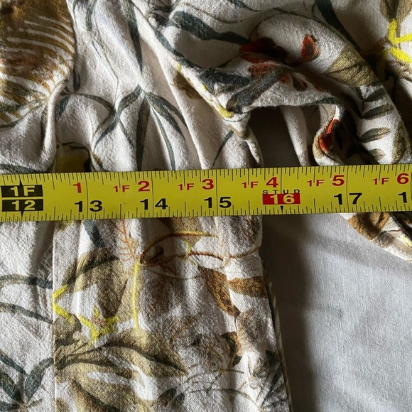 H&M Ladies Crop Top Linen Tropical Puff Sleeves XS Sweetheart - Picture 7 of 8